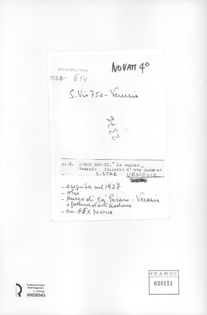 Giacomelli , Novati, Marco - sec. XX - La cugina , retro