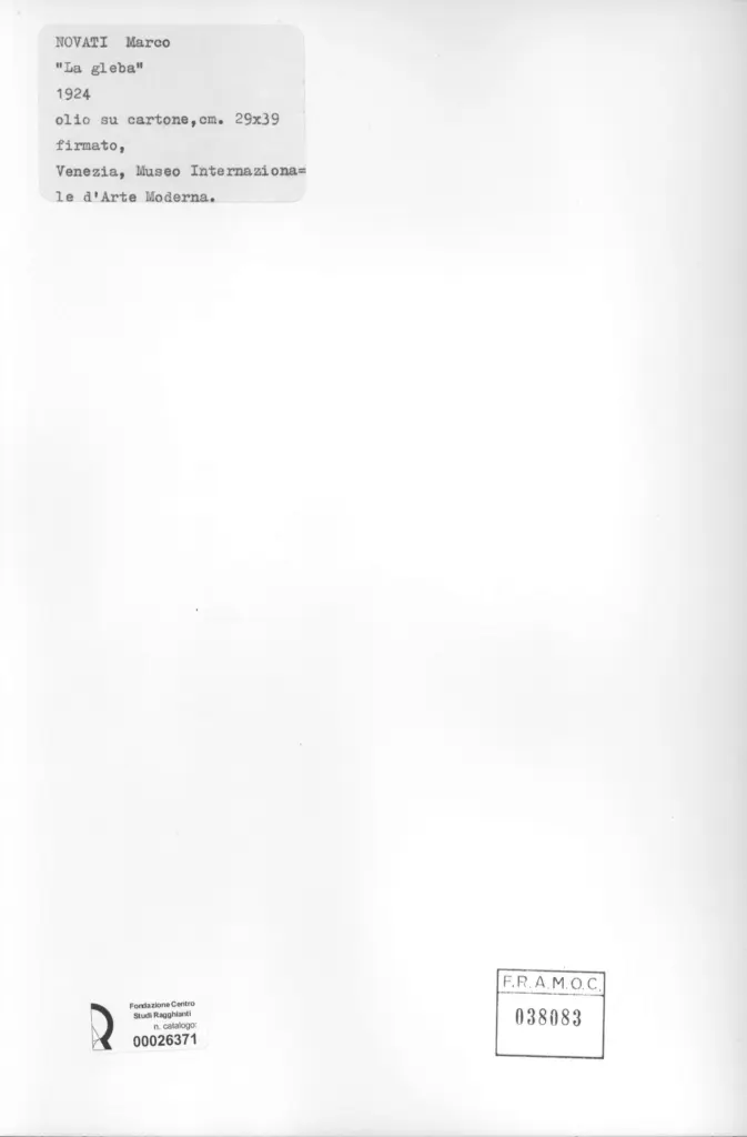 Anonimo , Novati, Marco - sec. XX - La gleba , retro
