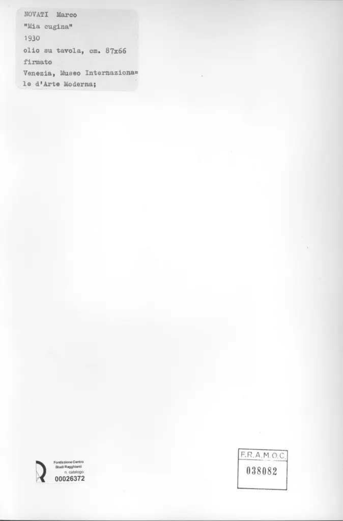 Anonimo , Novati, Marco - sec. XX - Mia cugina , retro