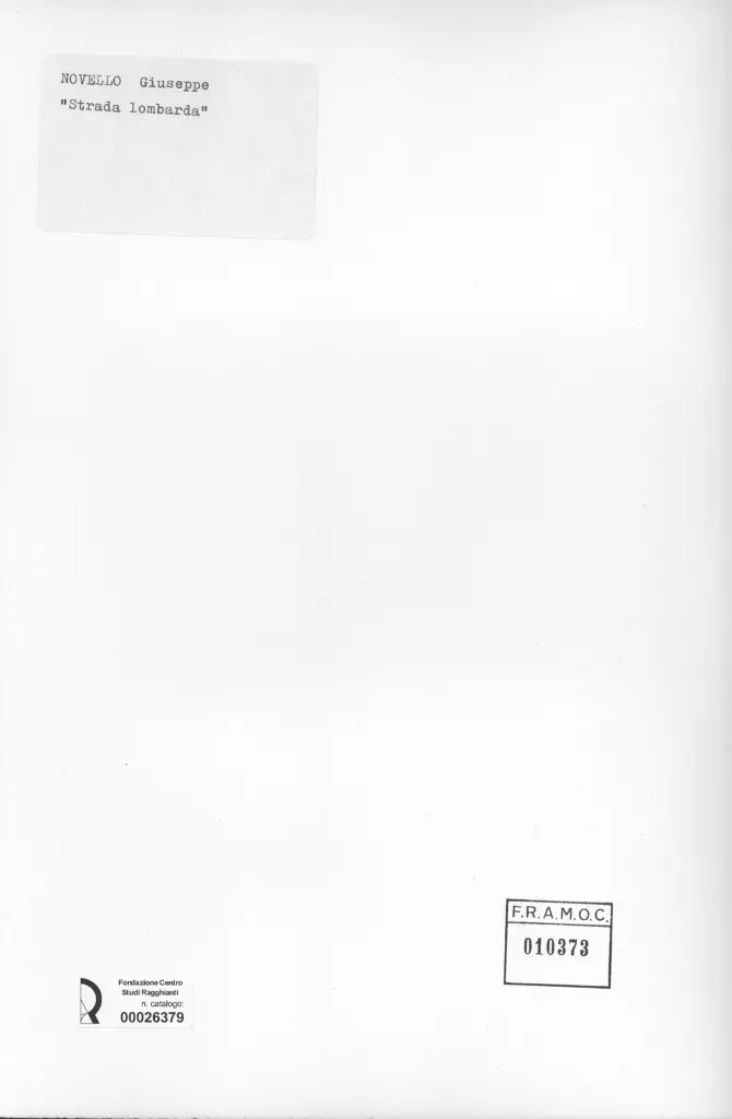 Anonimo , Novello, Giuseppe - sec. XX - Strada lombarda , retro