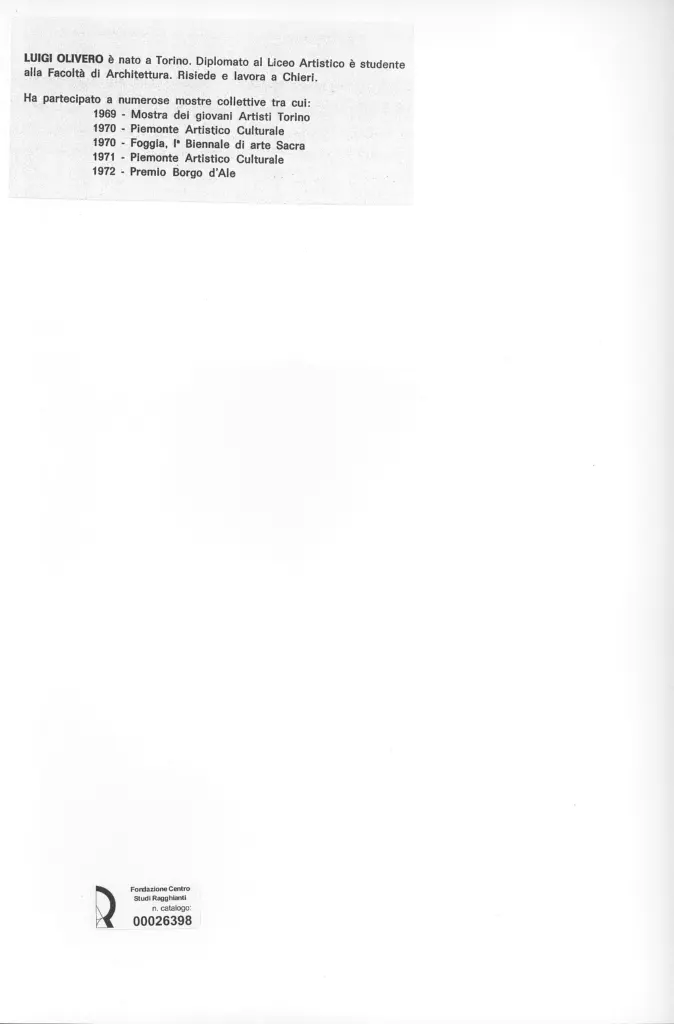 Anonimo , Olivero, Luigi - sec. XX - Struttura n. 11 , retro