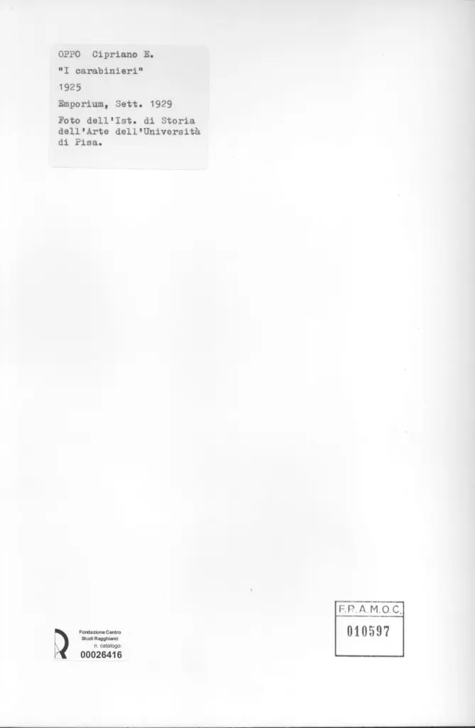 Universit&agrave; di Pisa. Dipartimento di Storia delle Arti , retro