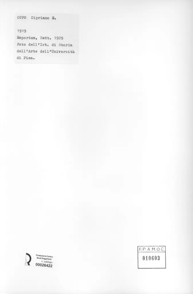 Universit&agrave; di Pisa. Dipartimento di Storia delle Arti , retro