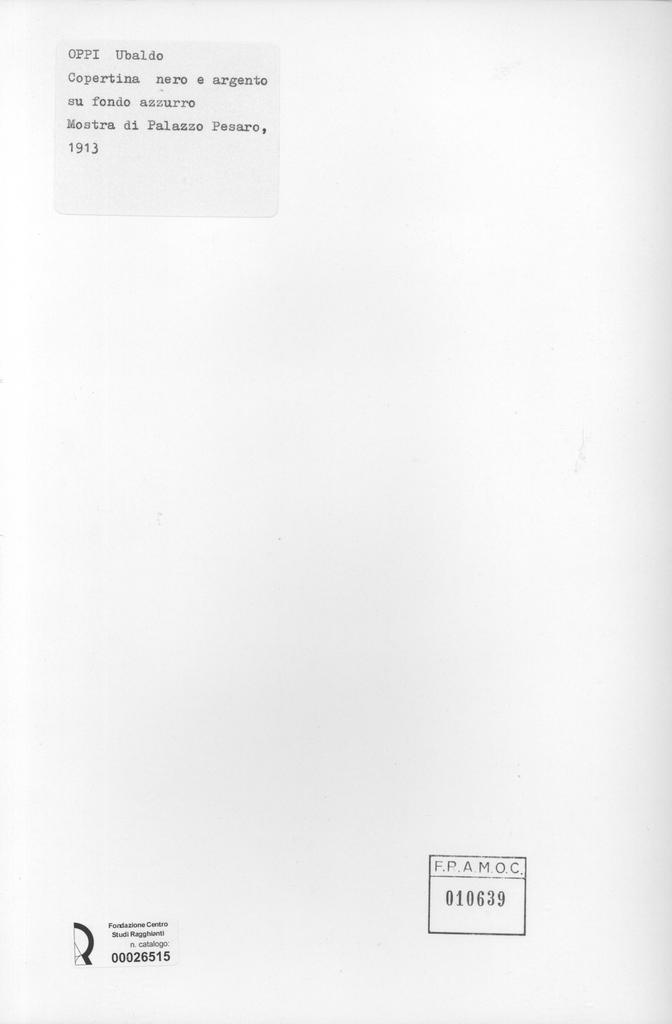 Anonimo , Oppi, Ubaldo - sec. XX - Copertina nero e argento su fondo azzurro , retro