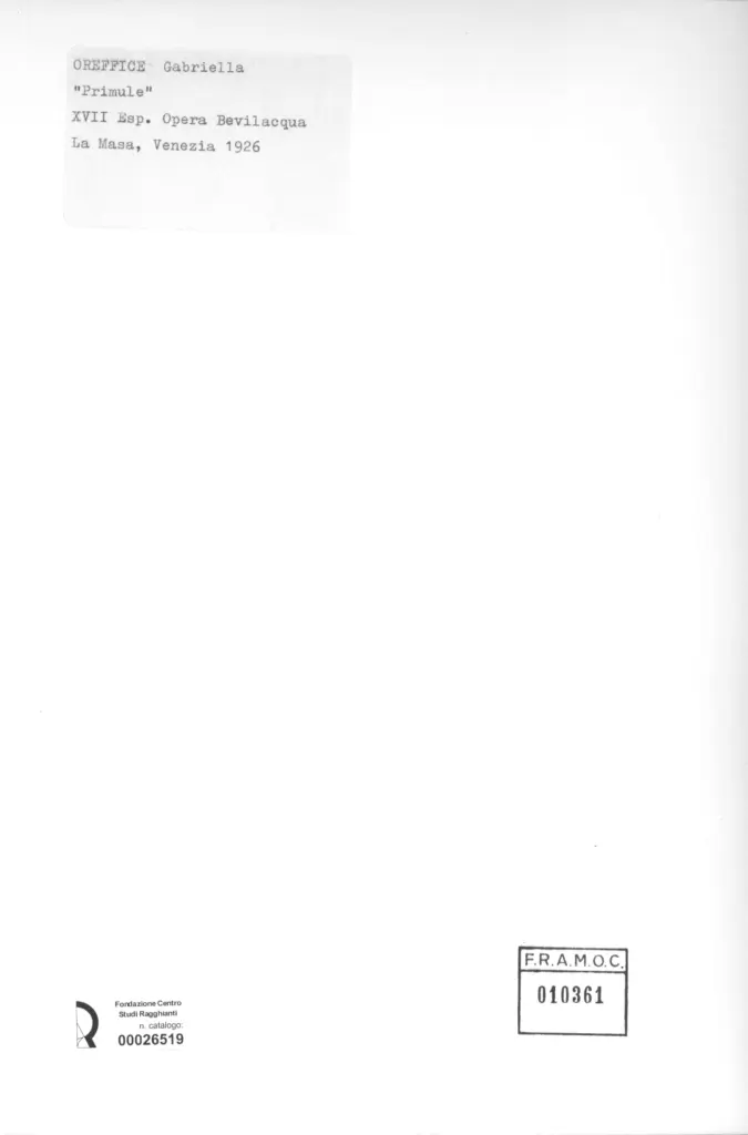 Anonimo , Orefice, Gabriella - sec. XX - Primule , retro