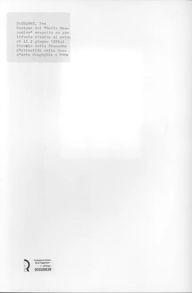 Anonimo , Pannaggi, Ivo - sec. XX - Costume del "Ballo Meccanico" futurista , retro