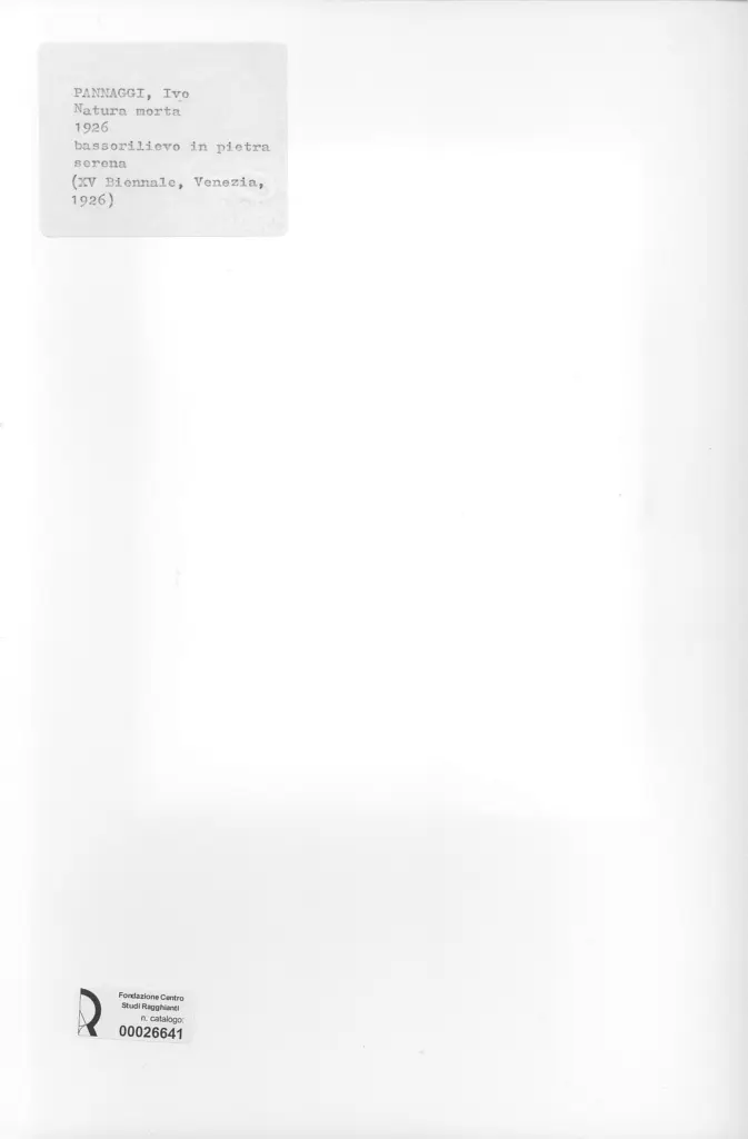 Anonimo , Pannaggi, Ivo - sec. XX - Natura morta , retro