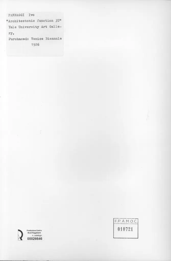Anonimo , Pannaggi, Ivo - sec. XX - Architectonic function "3U" , retro