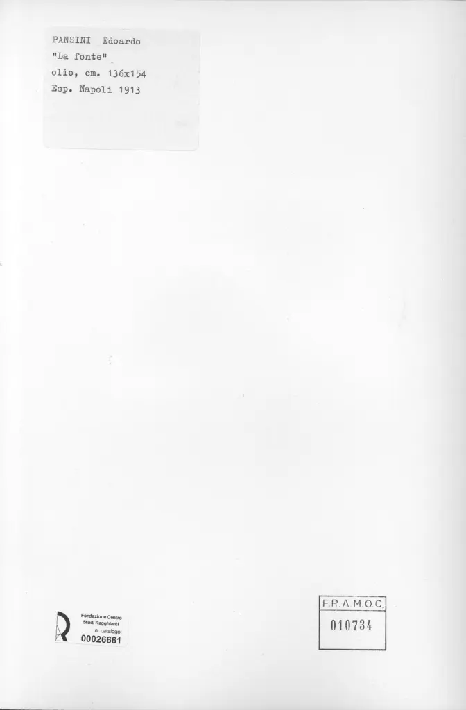 Anonimo , Pansini, Edoardo - sec. XX - La fonte , retro