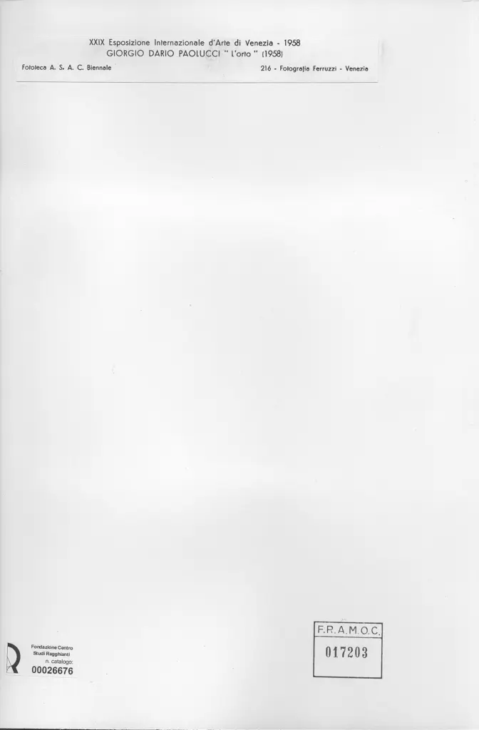 Fotografia Ferruzzi , Paolucci, Giorgio Dario - sec. XX - L'orto , retro