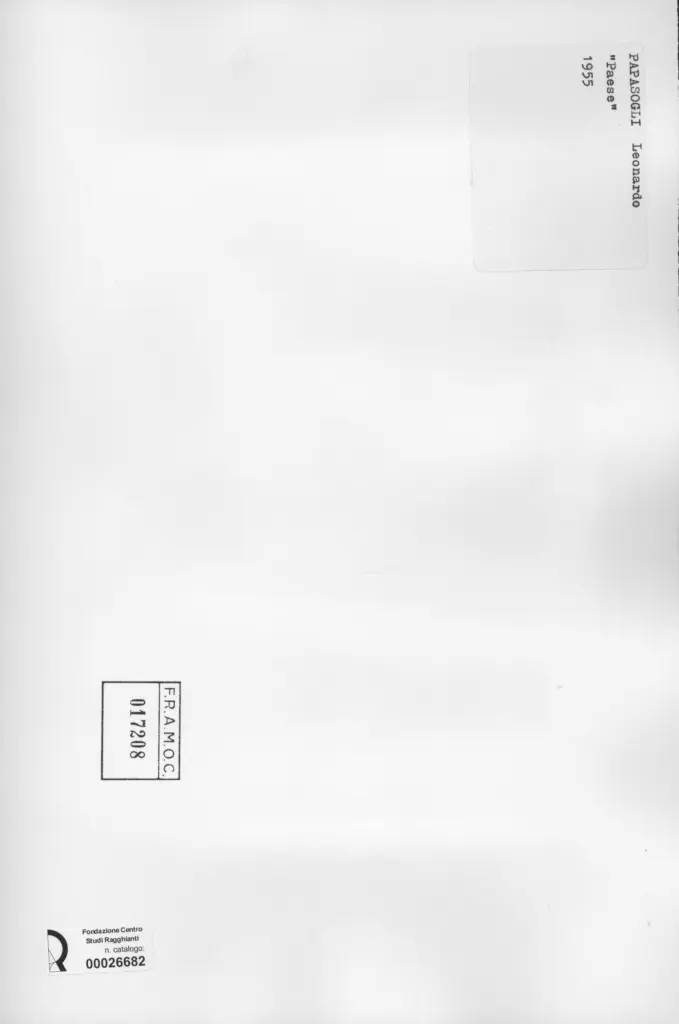 Anonimo, Anonimo , PAPASOGLI, Leonardo - sec. XX - , retro