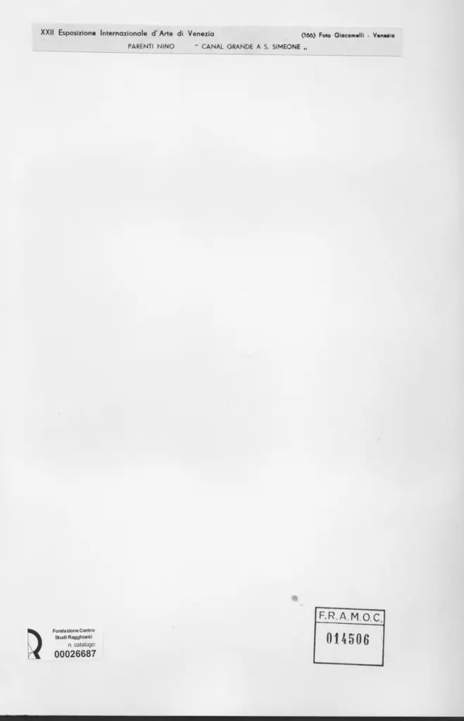 Giacomelli , Parenti, Nino - sec. XX - Canal Grande a S. Simeone , retro