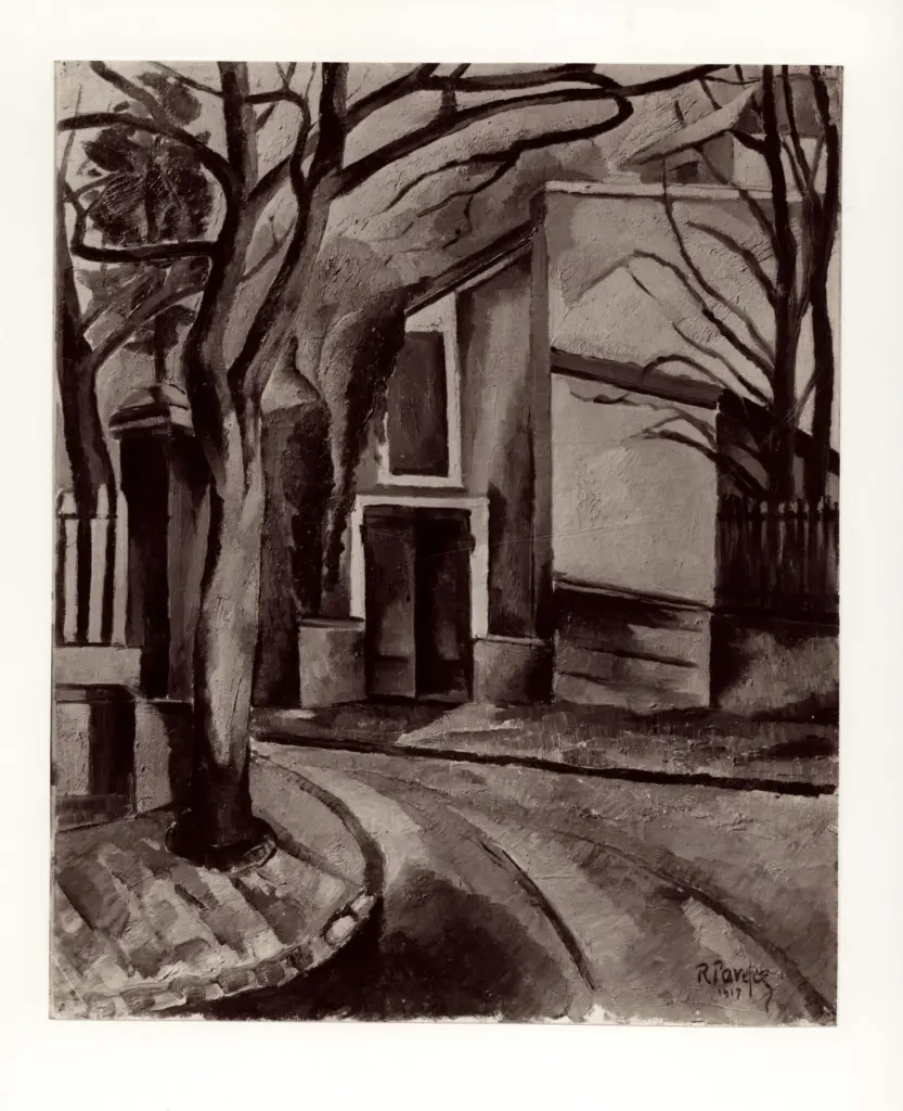 Anonimo , Paresce, Renato - sec. XX - Case e alberi , fronte