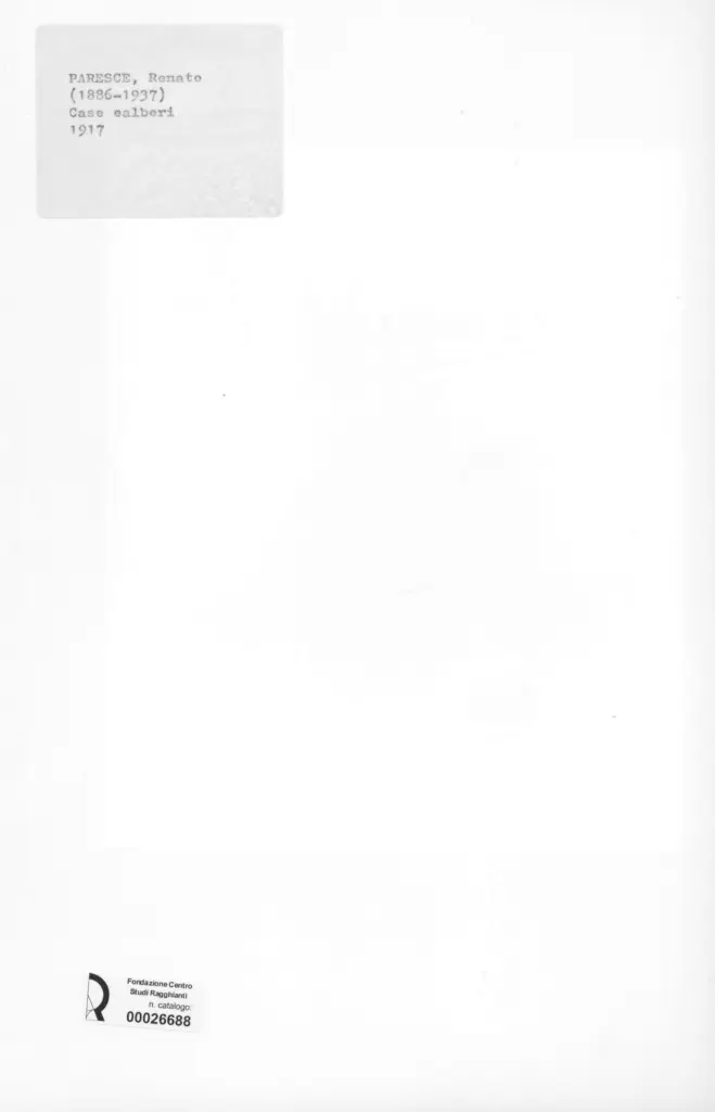 Anonimo , Paresce, Renato - sec. XX - Case e alberi , retro