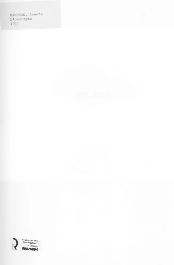 Anonimo , Paresce, Renato - sec. XX - L'orologio , retro