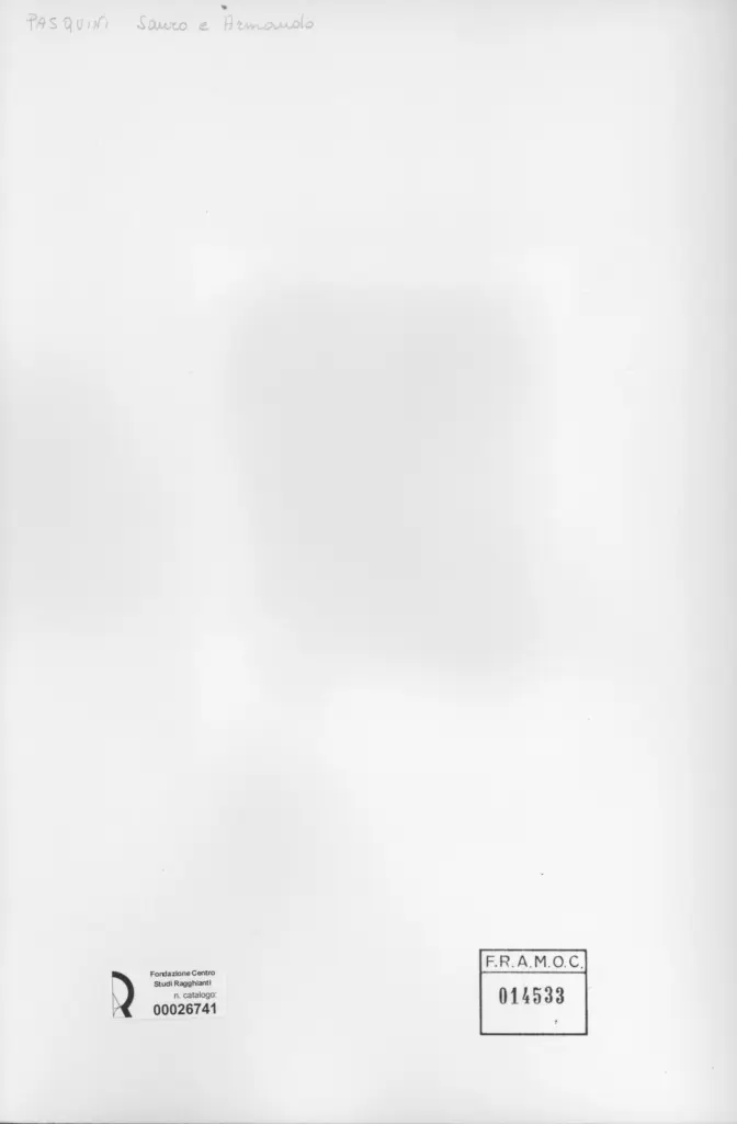 Anonimo , Pasquini, Armando; Pasquini, Sauro - sec. XX - Testa di donna , retro