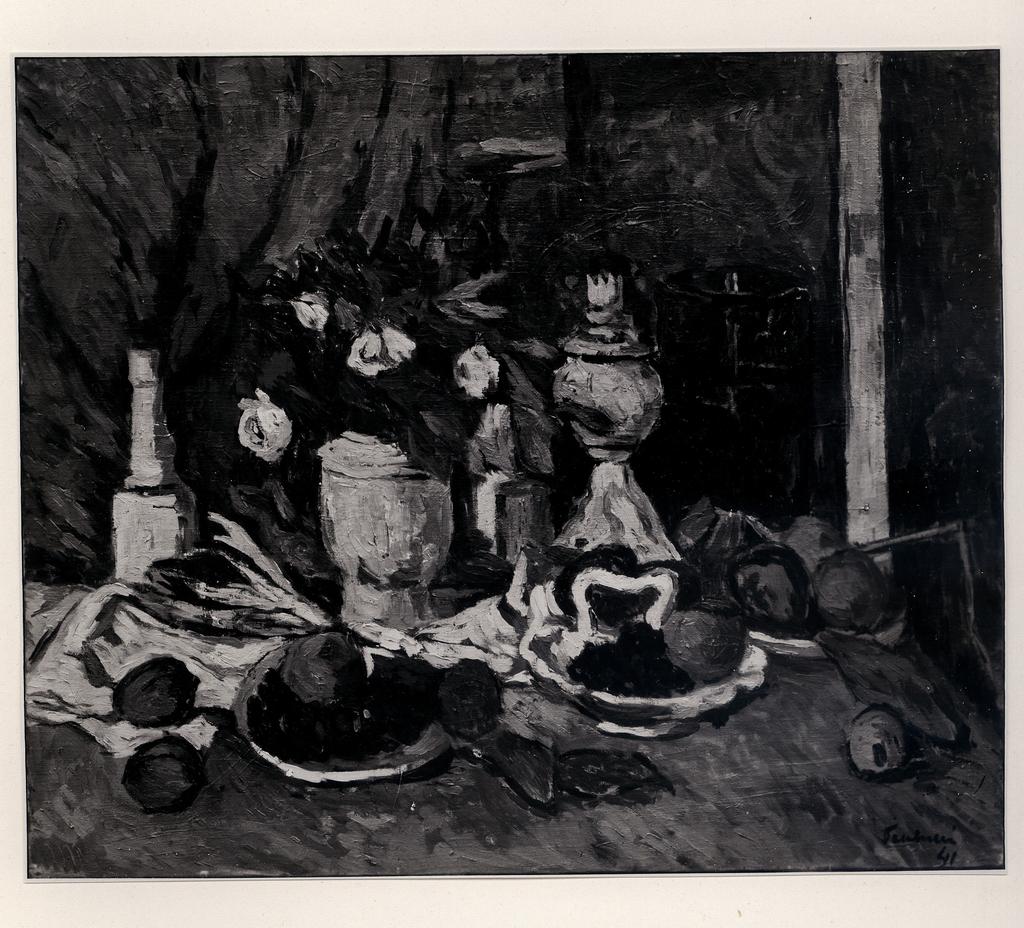 Giacomelli , Paulucci, Enrico - sec. XX - Natura morta con lampada azzurra , fronte
