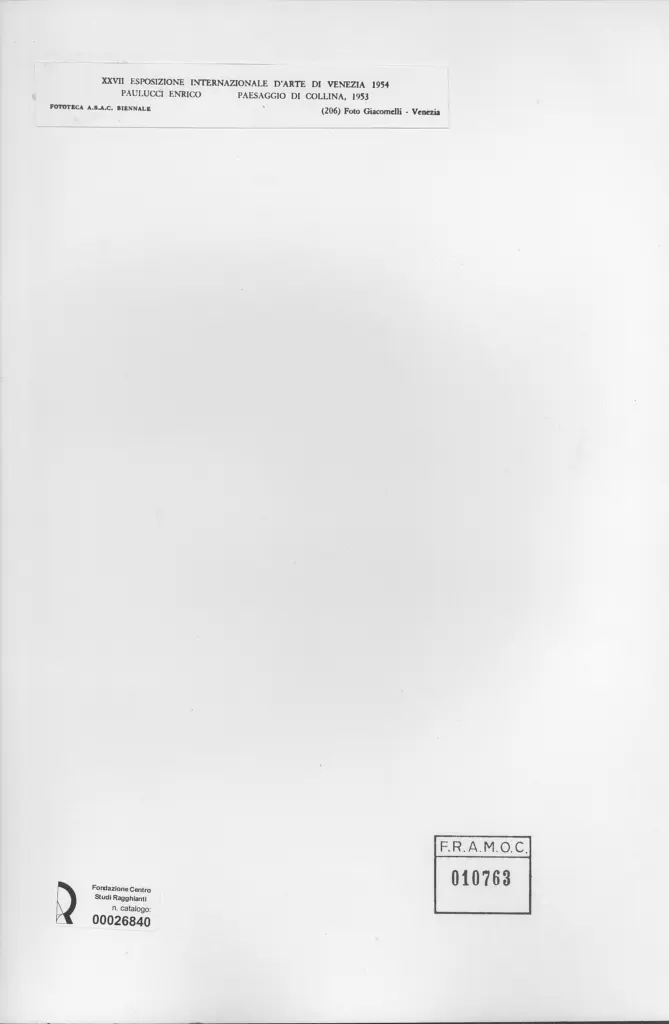 Giacomelli , Paulucci, Enrico - sec. XX - Paesaggio di collina , retro