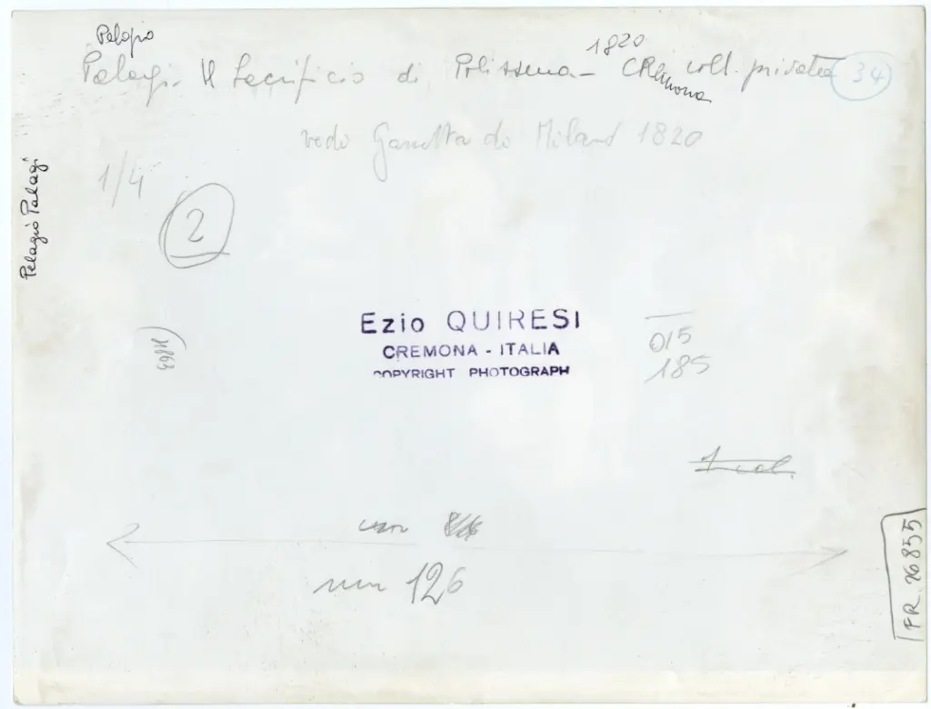 Quiresi, Ezio , Palagi, Pelagio - sec. XIX - Il sacrificio di Plissena , retro