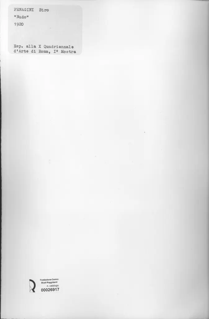 Anonimo , Penagini, Siro - sec. XX - Nudo , retro