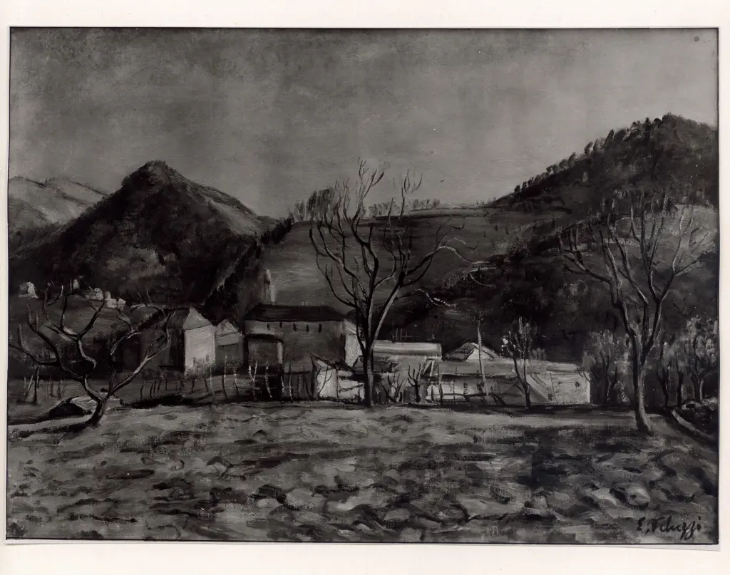 Giacomelli , Peluzzi, Eso - sec. XX - Paesaggio ligure , fronte