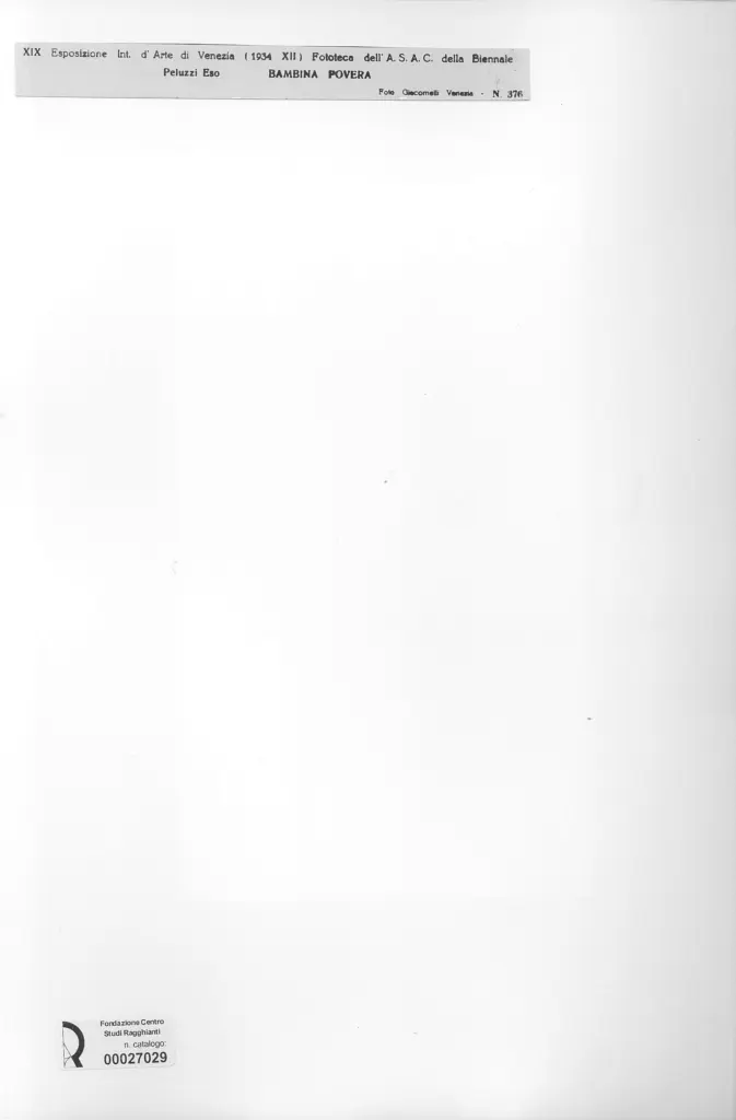 Giacomelli , Peluzzi, Eso - sec. XX - Bambina povera , retro