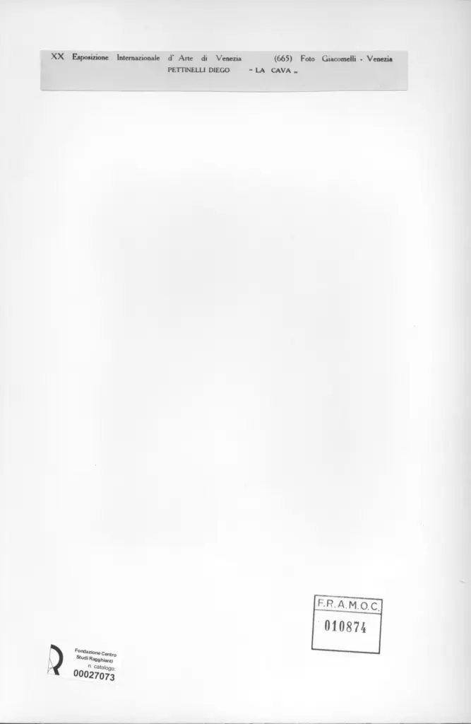 Giacomelli , Pettinelli, Diego - sec. XX - La cava , retro