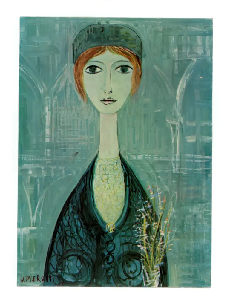 Anonimo , Pierotti, Ugo - sec. XX - Fanciulla con cappello verde , fronte