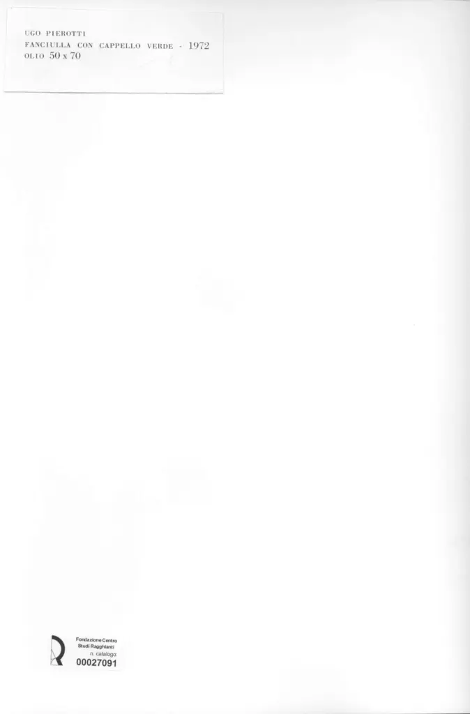 Anonimo , Pierotti, Ugo - sec. XX - Fanciulla con cappello verde , retro