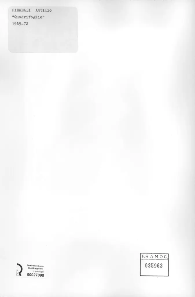 Anonimo , Pierelli, Attilio - sec. XX - Quadrifoglio , retro
