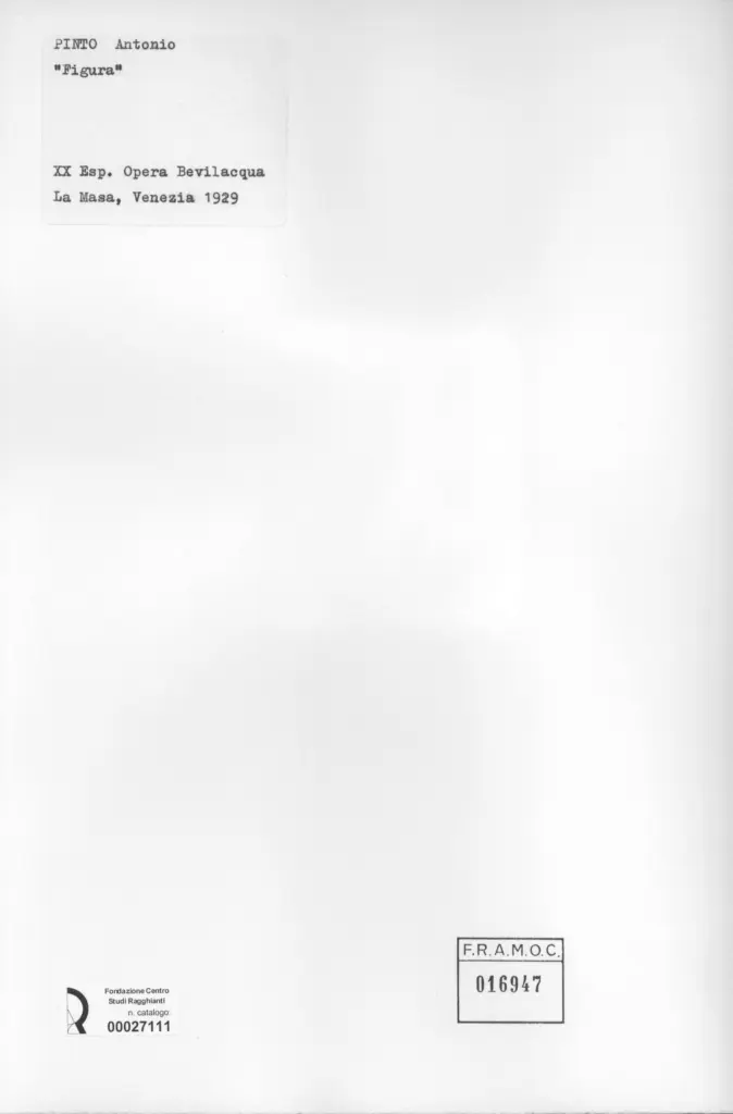 Anonimo , Pinto, Antonio - sec. XX - Figura , retro