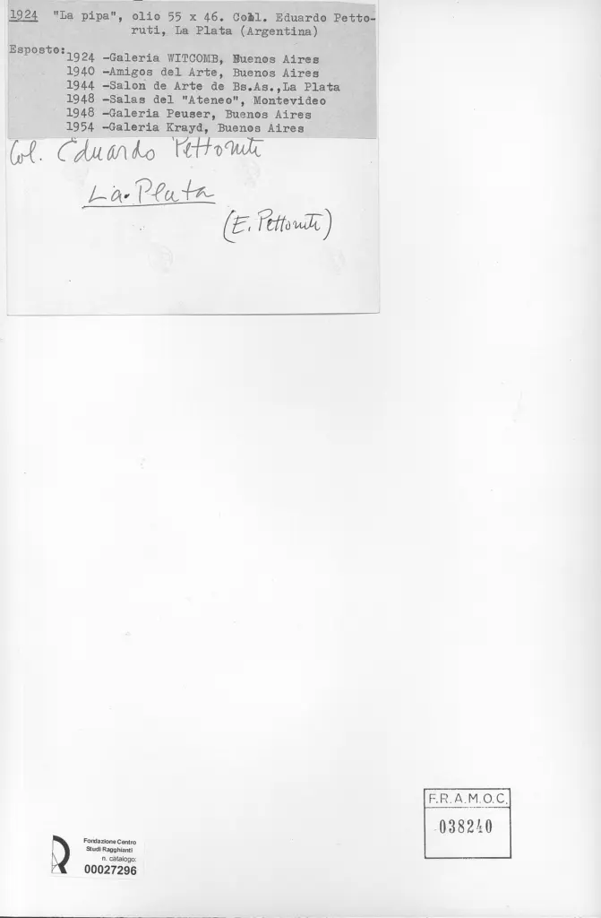 Anonimo , Pettoruti, Emilio - sec. XX , retro