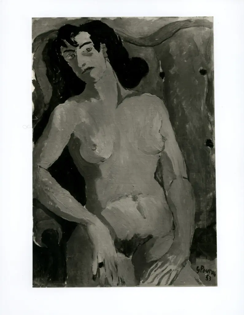 Anonimo , Peyron, Guido - sec. XX - Nudo sul divano rosso , fronte