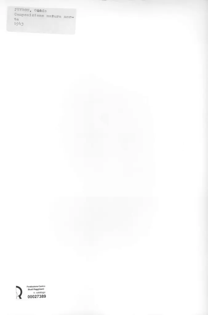 Anonimo , Peyron, Guido - sec. XX - Composizione natura morta , retro