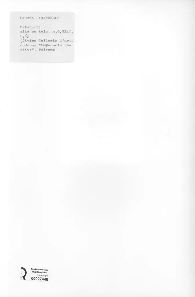 Anonimo , Pirandello, Fausto - sec. XX - Maternit&agrave; , retro