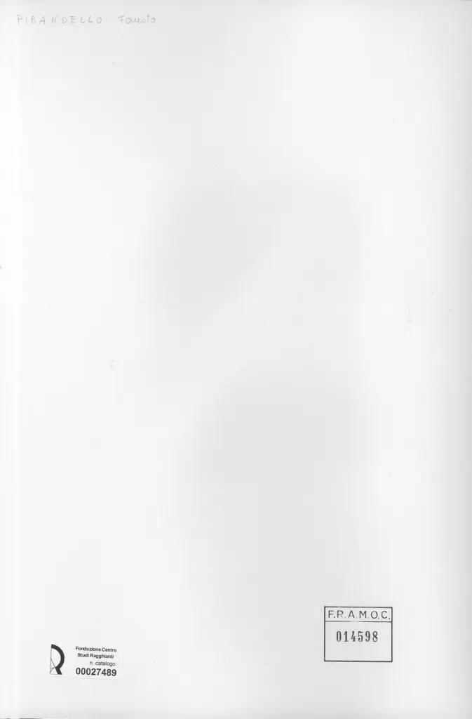 Anonimo , Pirandello, Fausto - sec. XX - Ritratto , retro