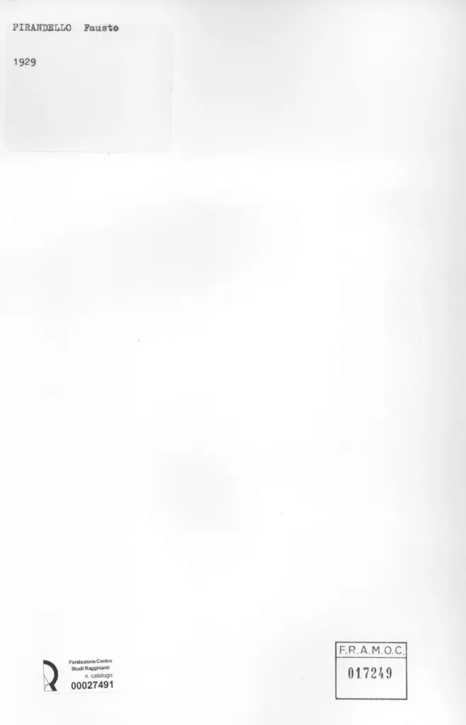 Anonimo , Pirandello, Fausto - sec. XX - Attrezzi , retro
