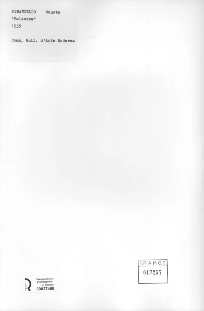 Anonimo , Pirandello, Fausto - sec. XX - Palestra , retro