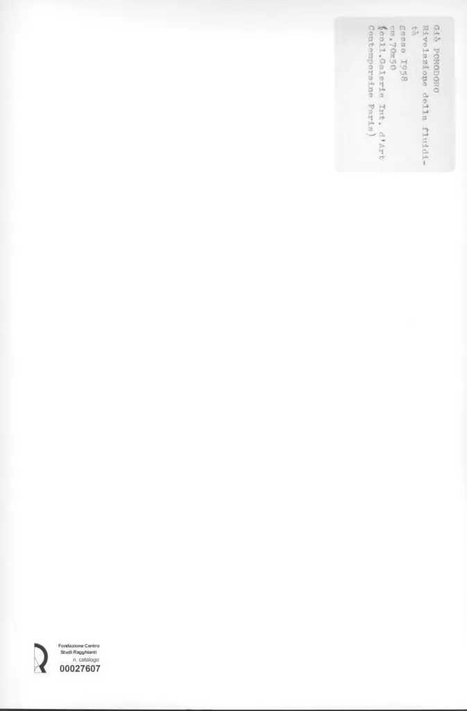 Anonimo , Pomodoro, Gi&ograve; - sec. XX - Rivelazione della fluidit&agrave; , retro