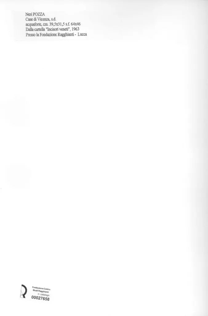 Anonimo , Pozza, Neri - sec. XX - Case di Vicenza , retro