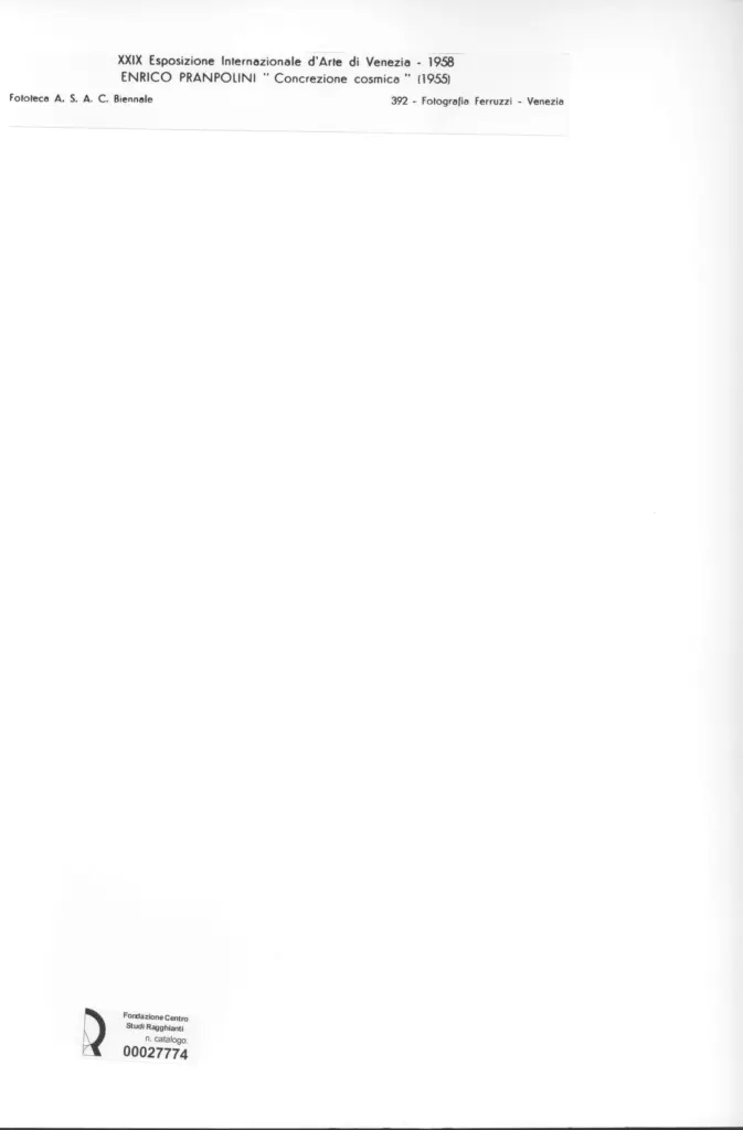Fotografia Ferruzzi , Prampolini, Enrico - sec. XX - Concrezione cosmica , retro