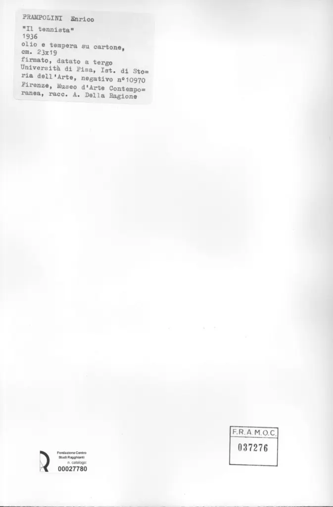 Universit&agrave; di Pisa. Dipartimento di Storia delle Arti , Prampolini, Enrico - sec. XX , retro