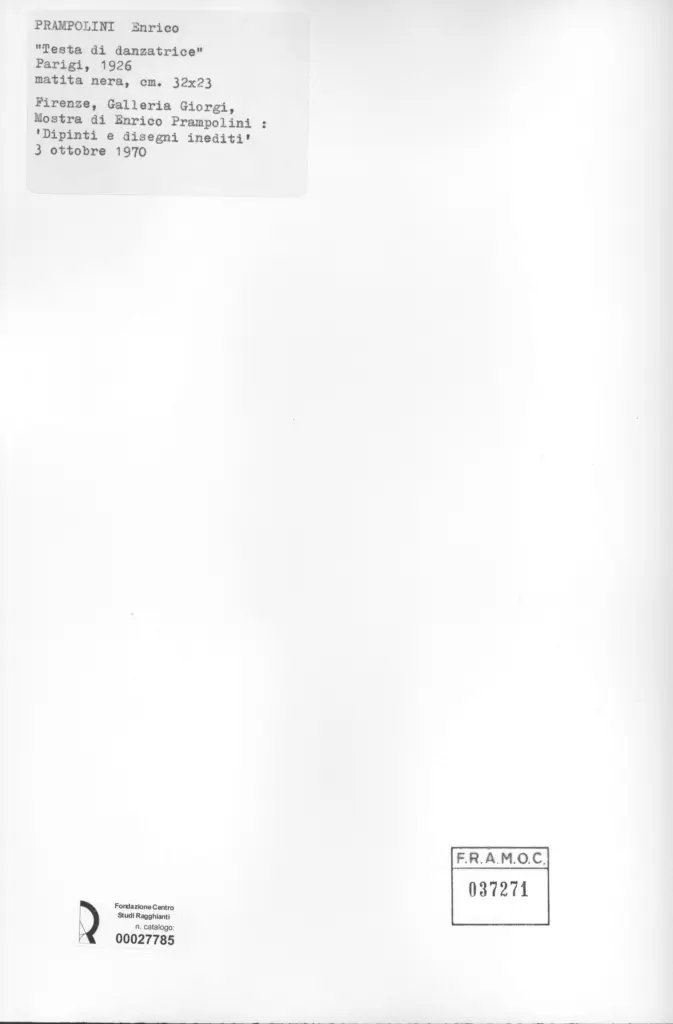 Anonimo , Prampolini, Enrico - sec. XX - , retro