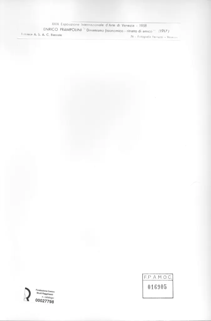 Fotografia Ferruzzi , Prampolini, Enrico - sec. XX - Dinamismo fisionomico , retro