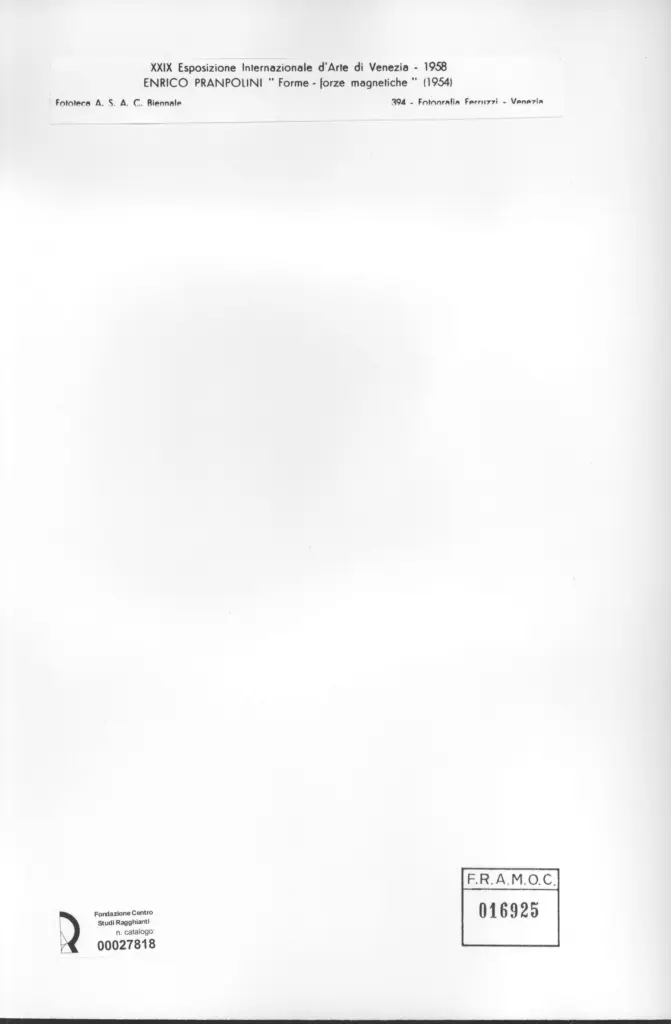 Fotografia Ferruzzi , Prampolini, Enrico - sec. XX - Forme-forze magnatiche , retro