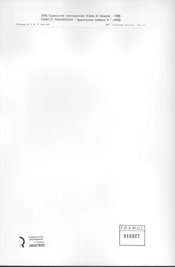 Fotografia Ferruzzi , Prampolini, Enrico - sec. XX - Apparizione cosmica II , retro