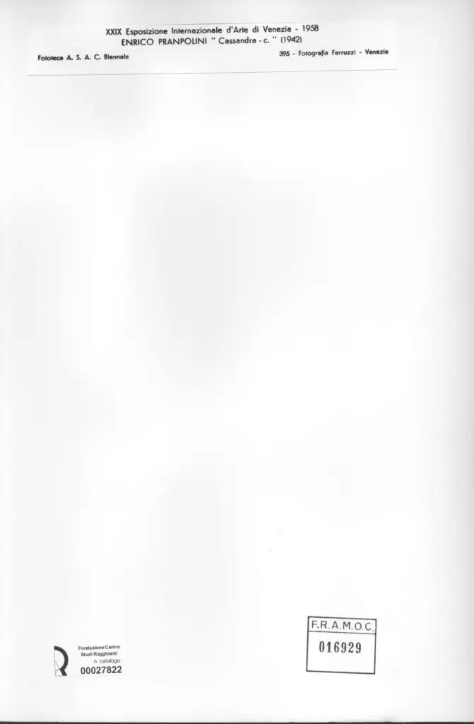 Fotografia Ferruzzi , Prampolini, Enrico - sec. XX - Cassandra-C , retro