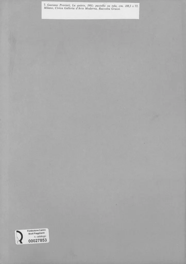 Anonimo , Previati, Gaetano - sec. XX - La quiete , retro