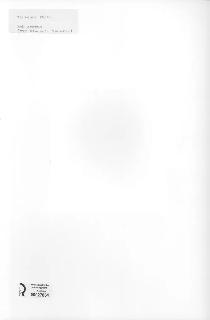 Anonimo , Prini, Giovanni - sec. XX - Et&agrave; serena , retro