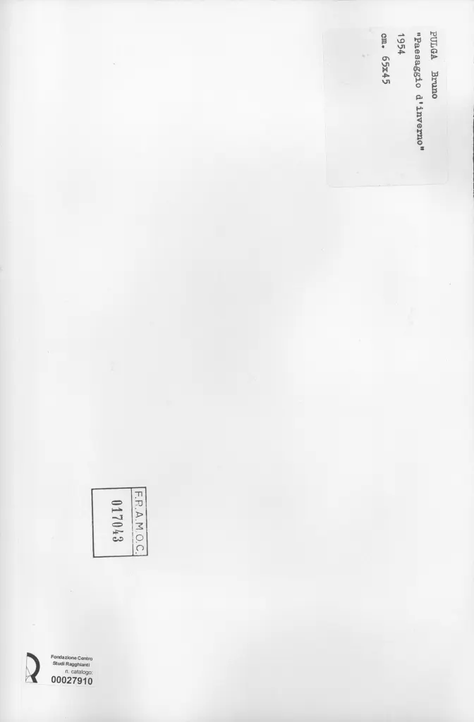 Anonimo , Pulga, Bruno - sec. XX - Paesaggio d'inverno , retro